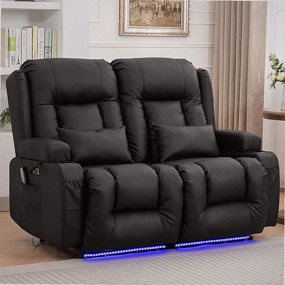 54" Electric Recliner Loveseat with Massage, Lights & USB - 2 Seater Sofa