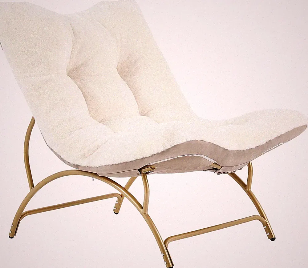 Comfy Accent Chair - Plush Recliner with Metal Frame, Beige
