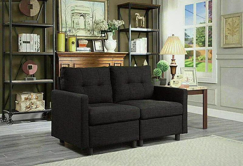 Modern Sectional Sofa Set Reversible Chaise Couch with Ottoman for Living Room
