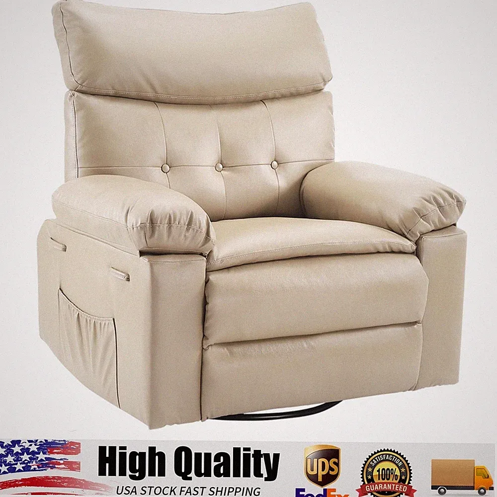 Oversized Recliner Chair, Faux PU Leather Large Manual Recliner with 1.5X Sponge