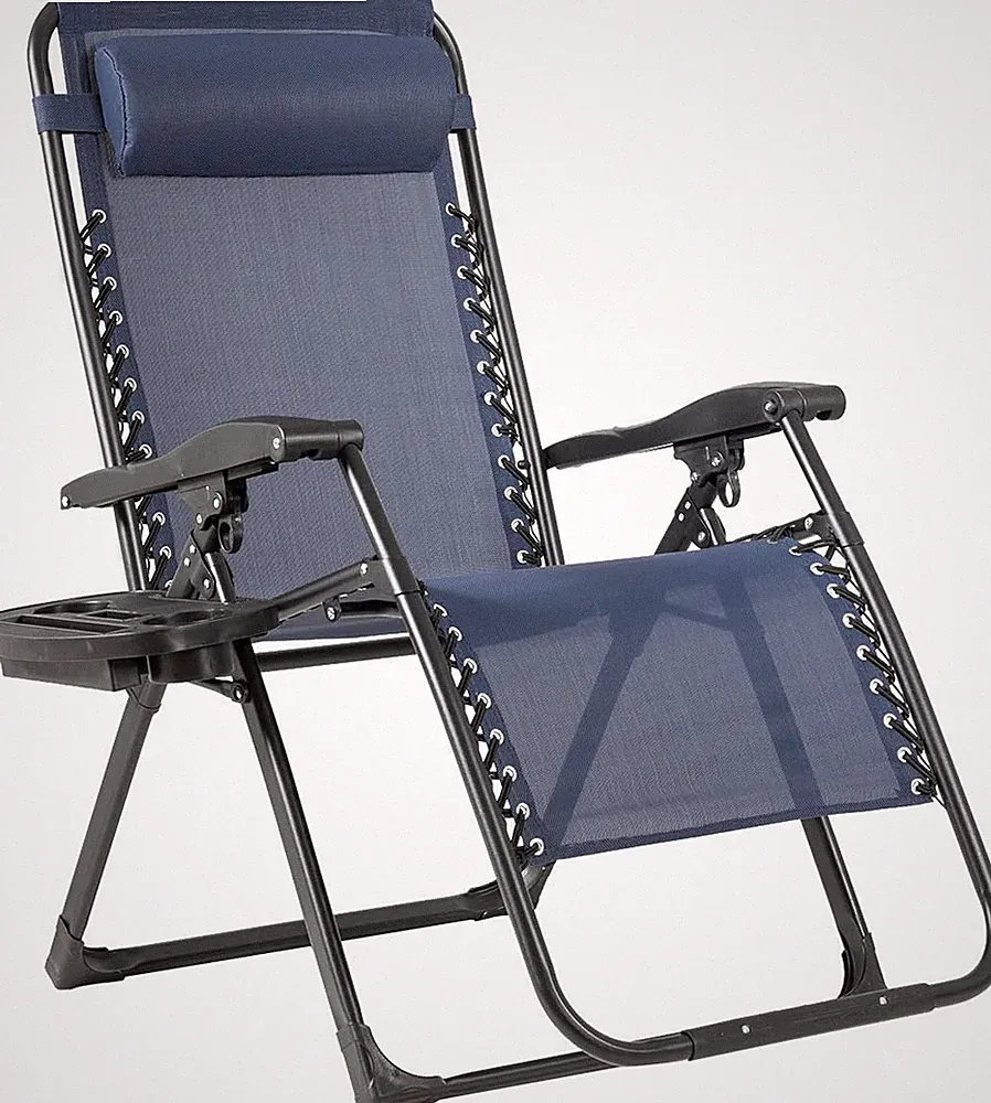 Oversized Zero Gravity Chair with Cup Holder & Headrest - 500LB Capacity Navy